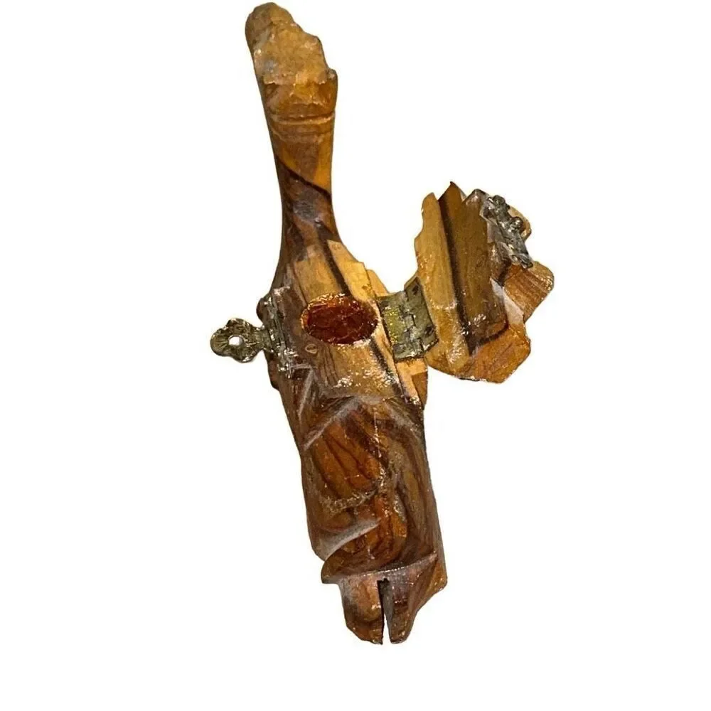 Camel Figurine From Egypt hand carved olive wood trinket box vintage wooden